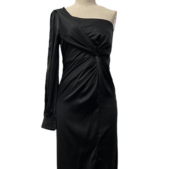 Женское вечернее платье на одно плечо без рукавов с разрезом по низу, однотонное, тонкая талия