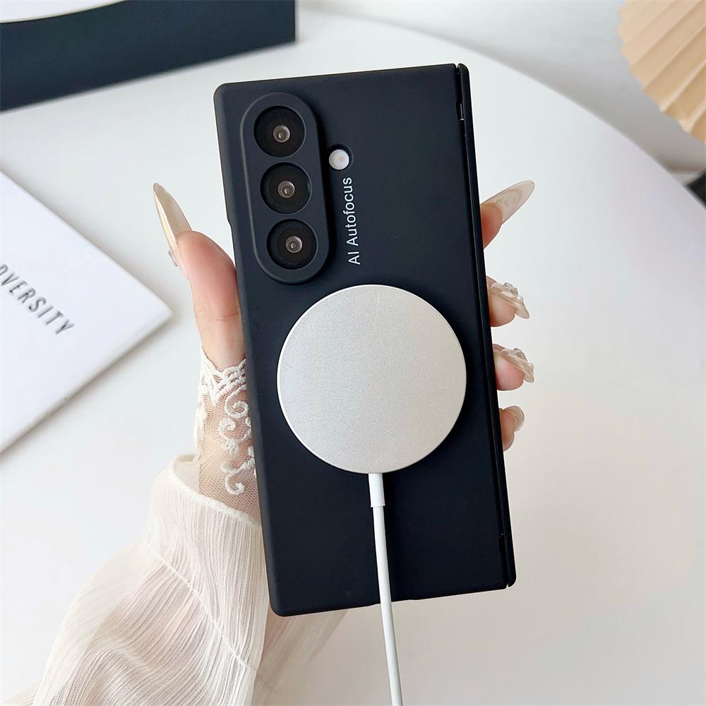 For Samsung Galaxy Z Fold7 5G Magnetic Case Hard PC Phone Cover with Tempered Glass Screen Film