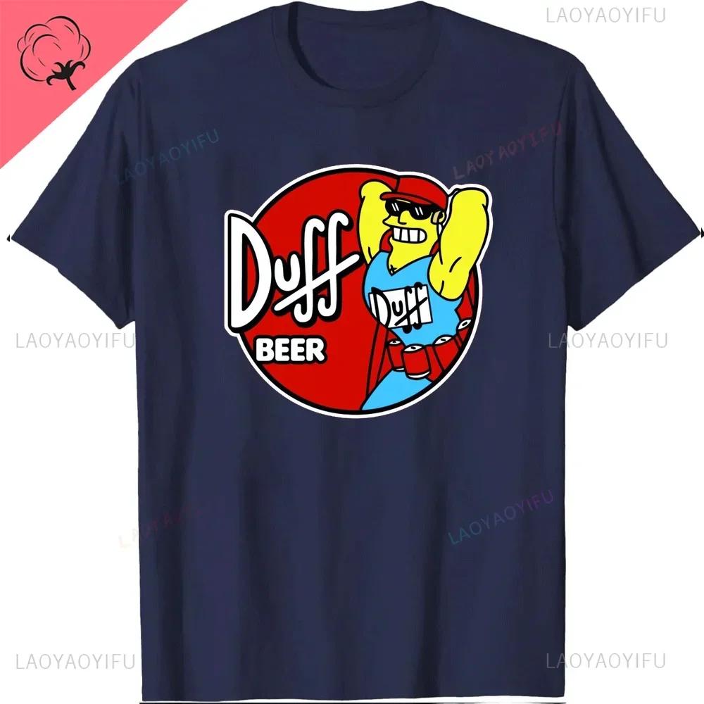 The Simpsons Duff Beer Circle Logo V2 TShirt Cotton Retro Street Fashion Mens Shirt Short Sleeve Design Printed Tshirt Tops