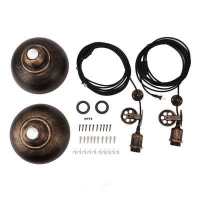 2 комплекта винтажных промышленных подвесных светильников с вилкой в блоке и шнуром 19,6 футов, бронзовый купольный потолочный светильник