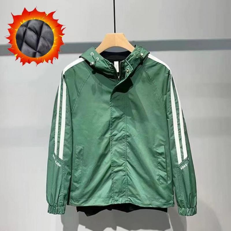 Осенняя мужская куртка в корейском стиле с капюшоном и длинными рукавами, универсальная модная полосатая куртка, повседневный свободный топ