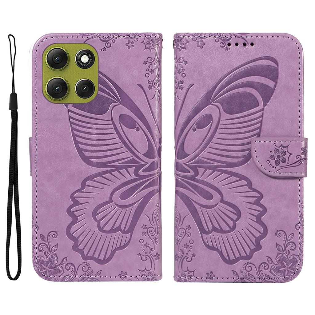 For Motorola Moto G86 5G/G86 Power 5G Case Butterfly Pattern PU Leather Folio Flip Phone Cover - Light Purple