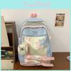 Blocked Fashionable Color Letter Embroidery Star Decoration Backpack Student