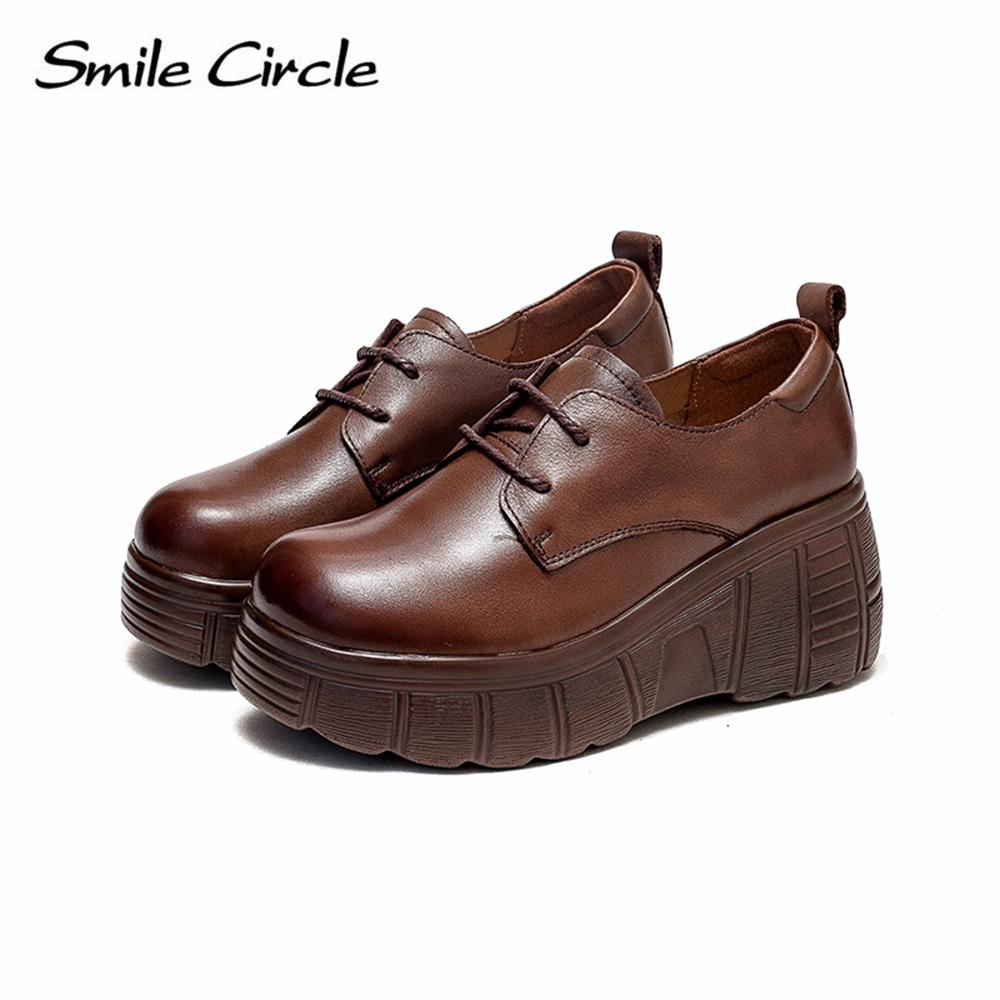 Лоферы из натуральной кожи с низким берцем, туфли на плоской подошве со шнуровкой и толстой подошвой, модный дизайн, повседневная женская обувь