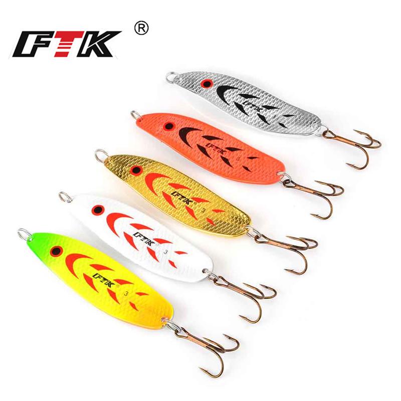 FTK 5 шт., 10,5 см-12 см, 20 г-30 г, металлическая жесткая приманка, рыболовный тройной крючок, рыболовные снасти, приманка для лосося, искусственная рыболовная снасть