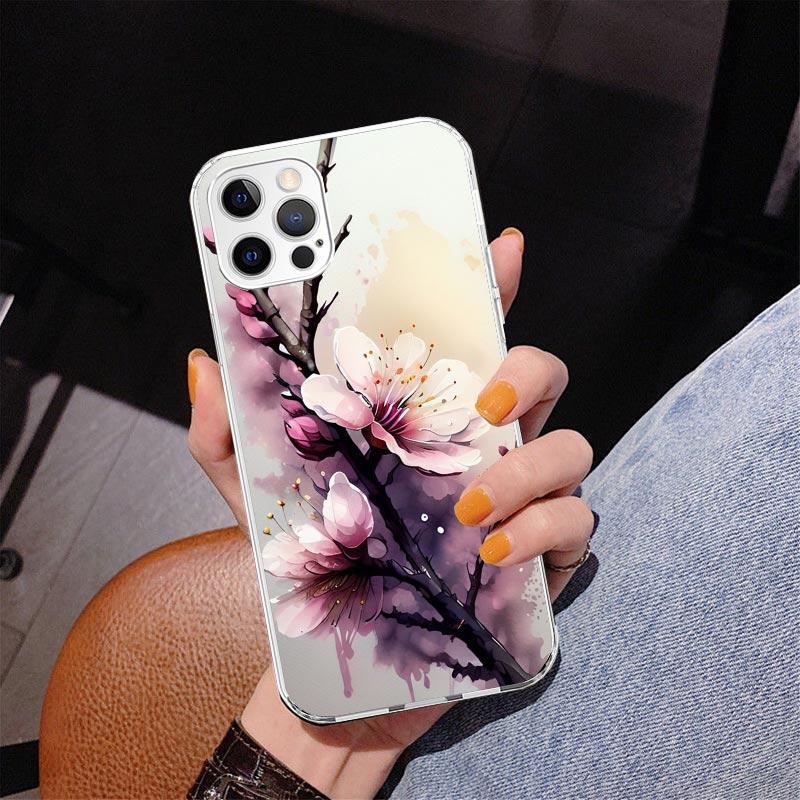 Cherry Blossom Tree Phone Case For iPhone 17 Air 16 Pro Max 16E 15 + 14 Plus 11 12 13 Mini 7 8 SE Gift Print Cover Fundas 16 Pro