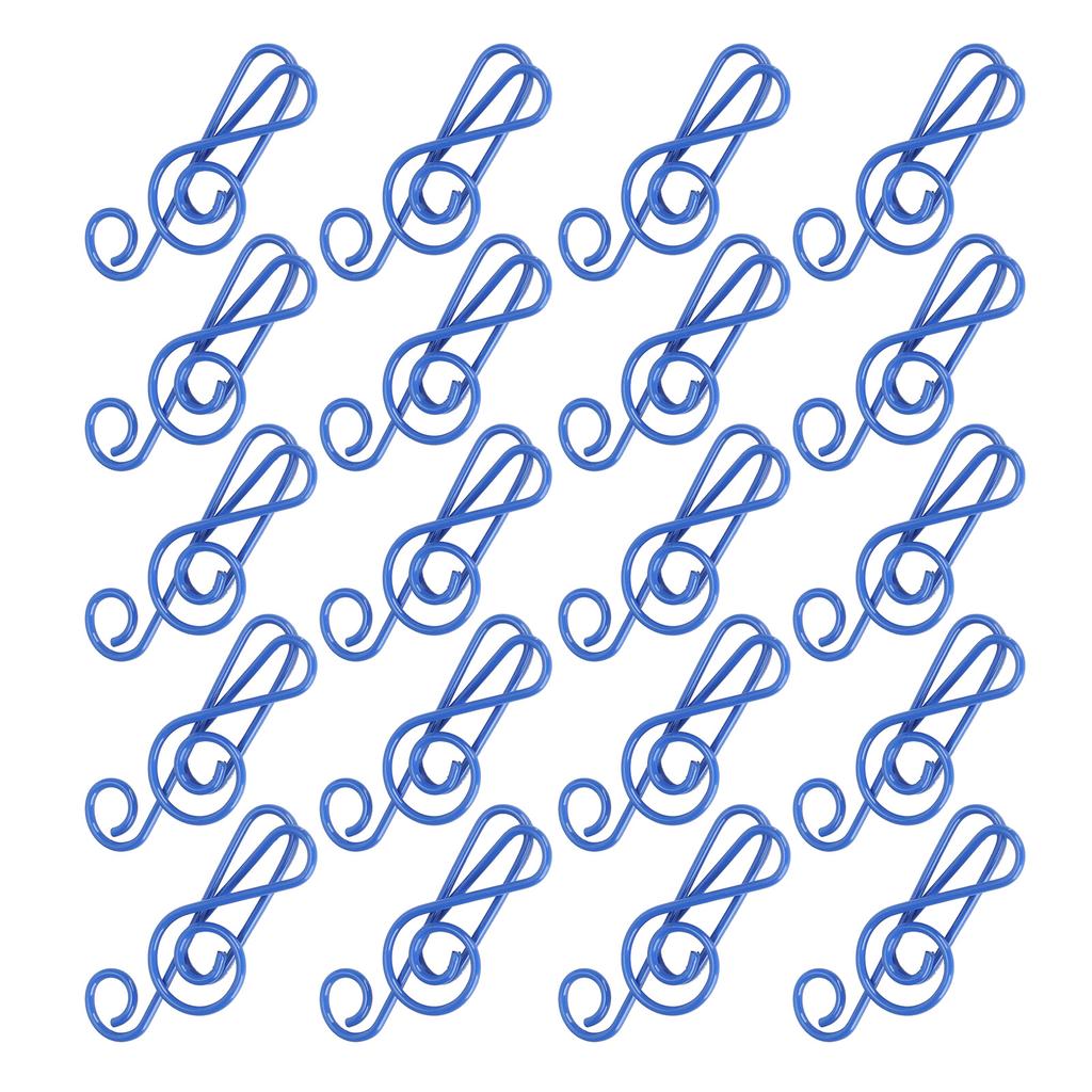 20Pcs Musical Note Paperclip Iron Bookmark Stationery Clip Memo Office Supplies Blue