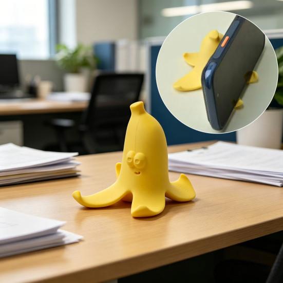 Милый Желтый Чехол-Держатель для Телефона в Виде Банановой Кожуры 3D Печать Забавная Банановая Подставка для Настольного Телефона для Всех Мобильных Телефонов