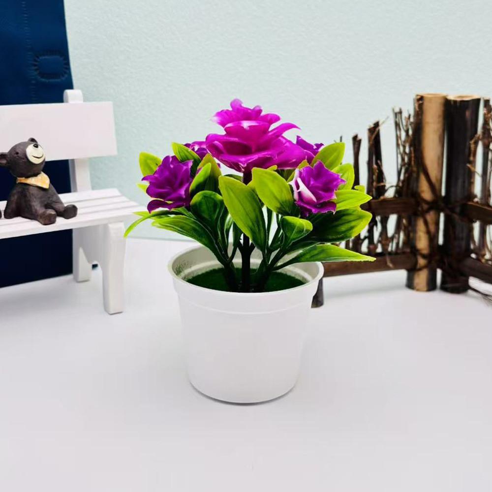 Bonsai Rose Artificial Potted Plant For Office Desk And Gift For Lovers Flower