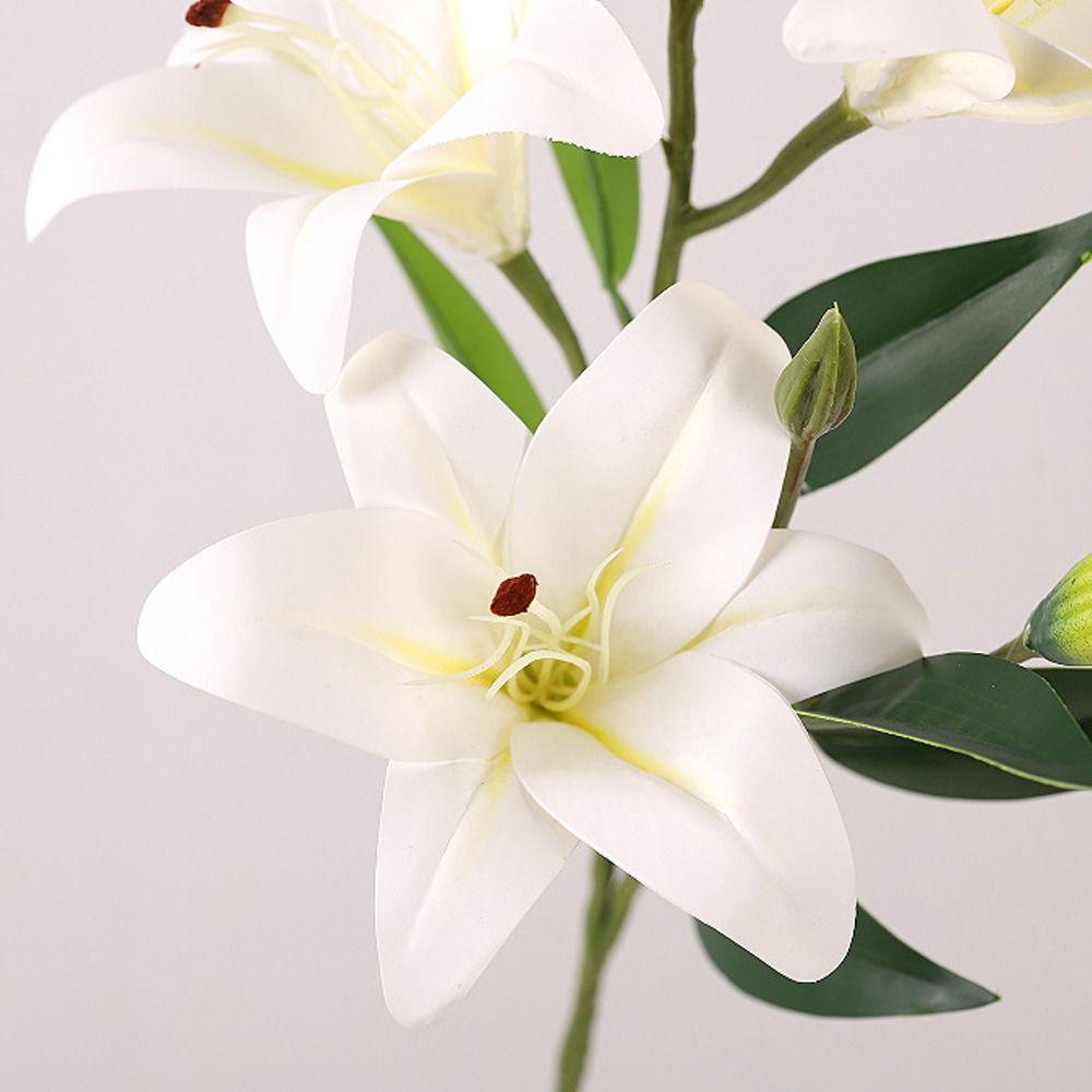 Real Touch Artificial Flower Branch Plastic Fake Flowers Silk Lilium Brownii Flower Wedding Decor