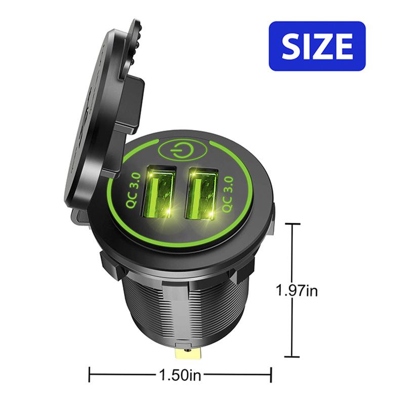 12В/24В USB-выход Двойной разъем для зарядки QC3.0 Гнездо прикуривателя Водонепроницаемый сенсорный переключатель Быстрый адаптер Автомобильные аксессуары