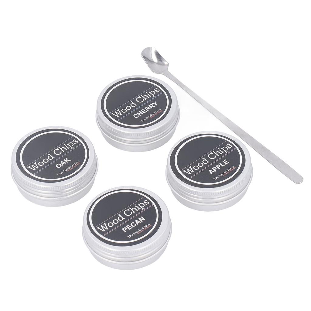 Древесная щепа для коптильни Cocktail Smoker 4 вкуса Натуральная древесная щепа, включая вишню, яблоко, пекан, дуб для