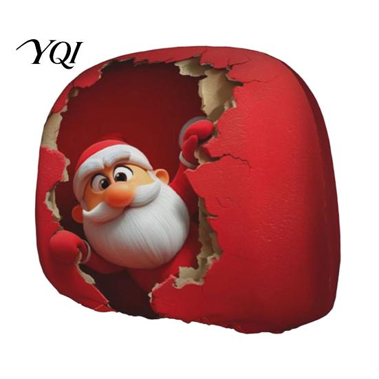 Reusable Holiday Auto Decor Christmas Car Headrest Cover, Elastic Stretch Santa Deer Print Decorative Covers for Holidays Protector, Universal