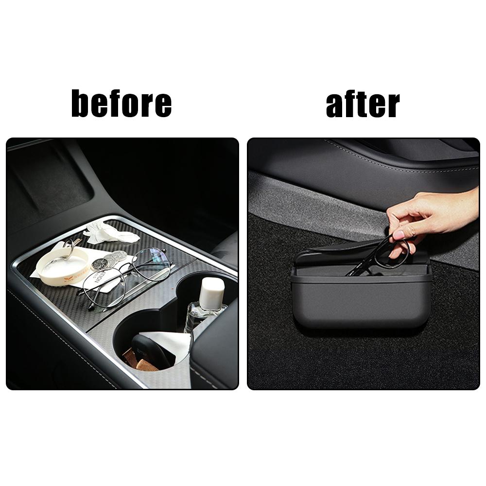 Car-styling Sticky Seat Crevice Side Trash Bin Storage Box Sunglasses Holder Silicone For Tesla Model 3 Model Y Glasses Case