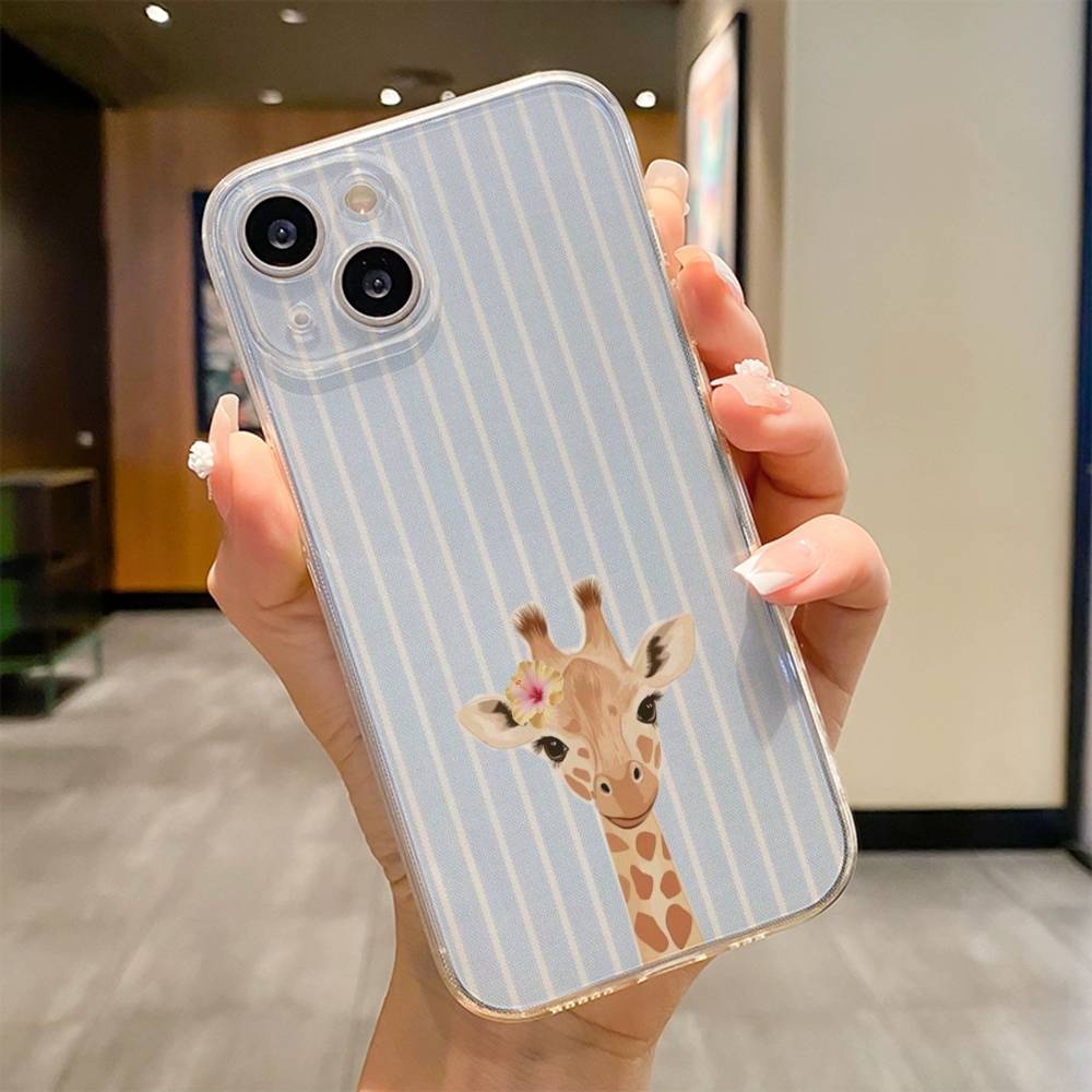 Чехол для телефона с полосатым фоном и жирафом Для iPhone 17 16e 16 15 14 13 12 11mini Pro Max X XR XSMAX 8 7 Air Plus Мягкий чехол