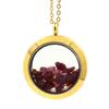 Stones and Minerals. Raw Ruby Necklace. 30 Mm Medallion Model. Gold Color.