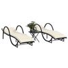 VidaXL Sun Loungers Set of 2 with Table Black Wicker, Sunbed, Outdoor Lounge Chair, Daybed 368263