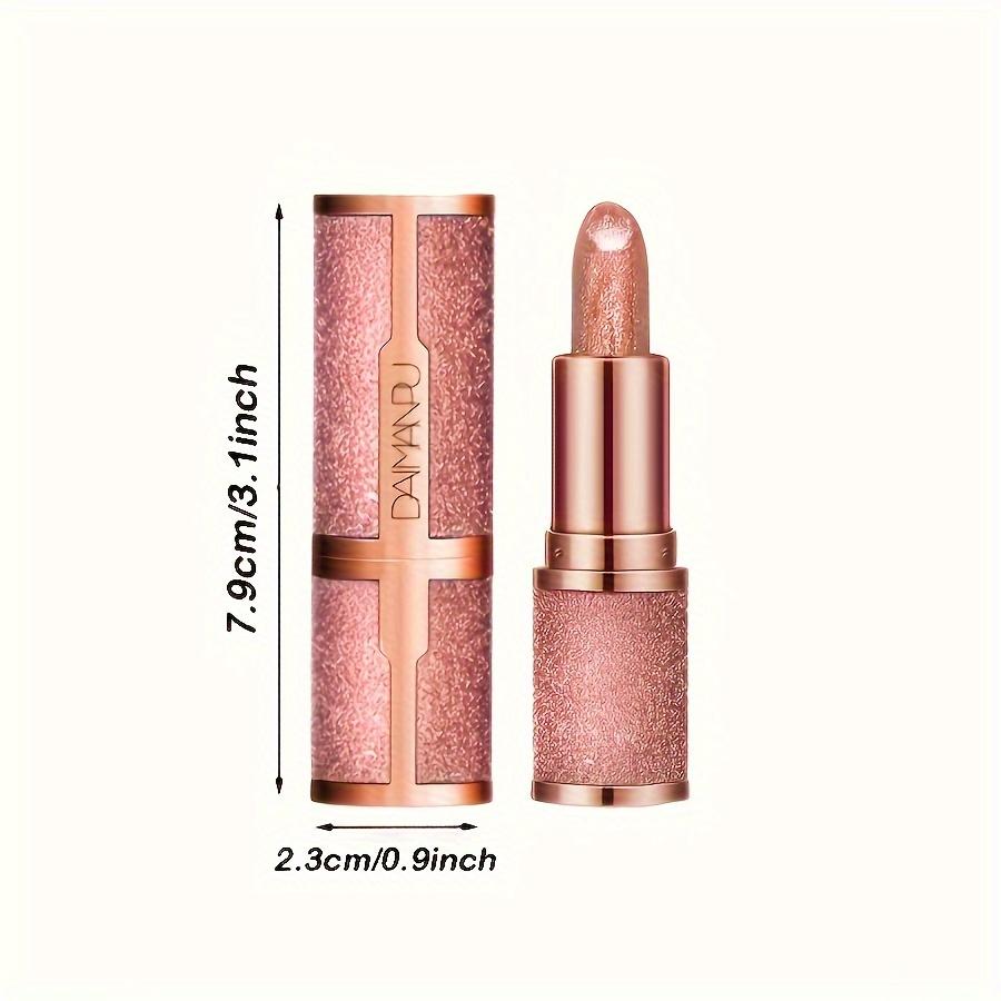 Glitter Rose Pink Lipstick Color Changing Lipstick Soft Natural Gloss with Velvet Finish Waterproof Long-Lasting Diamond Lip Gloss