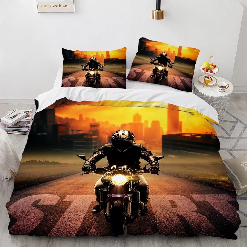 Пододеяльник с изображением мотоциклиста King Queen 3D Motocross Extreme Sport Комплект постельного белья для подростков, взрослых, мужчин, молодежи, Dirt Bike, пододеяльник