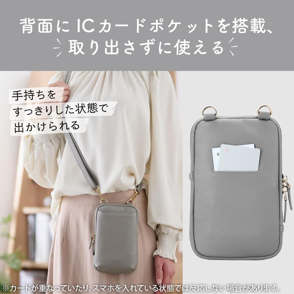 Elecom Чехол для смартфона на плечо серии MAPOCHE с матовой подкладкой, встроенный держатель бумажника для смартфонов размером до дюймов, таких как iPhone