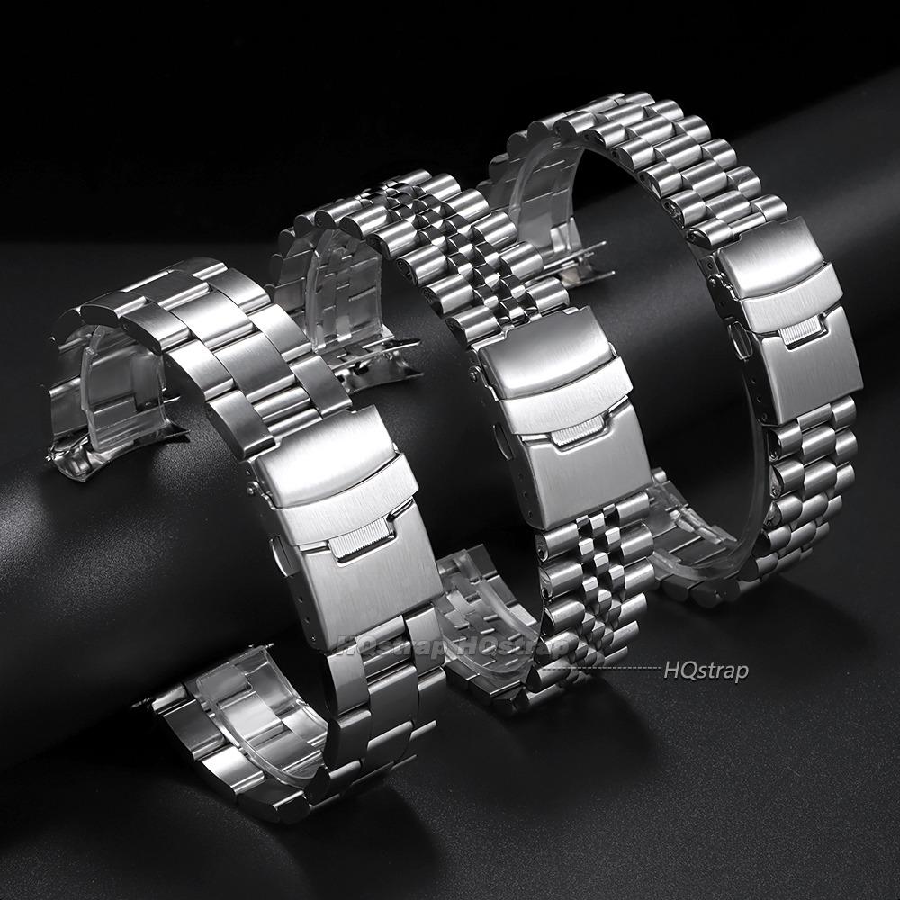 Браслет из цельной нержавеющей стали для часов Seiko Luxury с изогнутым концом, ремешок для часов Oyster 20 мм 22 мм, аксессуар для часов Jubilee