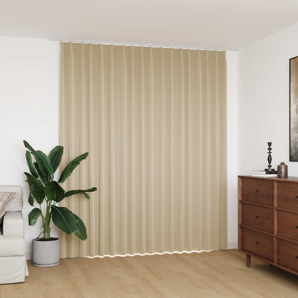 Blackout Curtain with Hooks Beige 290 x 245 cm