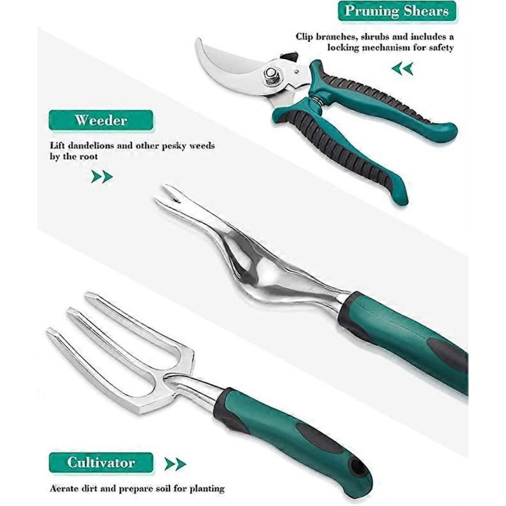 Набор садовых инструментов, стартовый набор из 11 ручных инструментов из алюминиевого сплава с садовой сумкой, уличный инструмент, прочный садовый рабочий набор с эргономичной ручкой