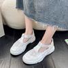 Lace Little White Shoes Women's 2025 Summer New One-pedal Platform Sandals Hollow Fisherman Shoes Breathable Flat Shoes