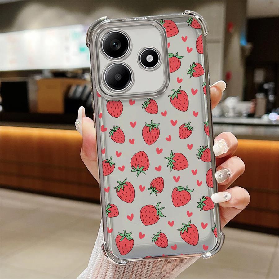 Чехол для телефона с мультяшным узором клубники для Redmi Note 12 Pro 14 10 Pro 11 10 Lite 10s 13 9Pro 11s 9S Мягкий чехол