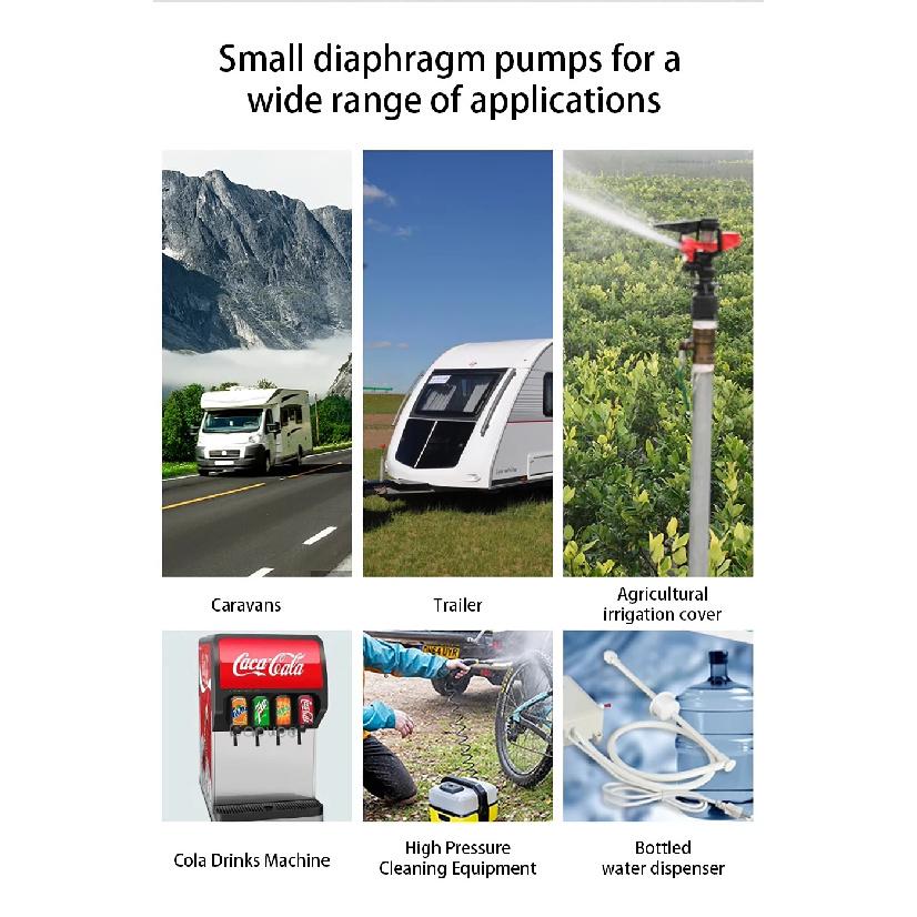 Small DC12V/24V 40PSI Motorhome Booster Diaphragm Pump Boat Self-priming Pump High Pressure Cleaning Irrigation Beverage Machine