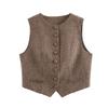 Kaslead New Arrival Women's Clothing Fashion Style Stylish Simple and Versatile Silm Sleeveless Houndstooth Vest
