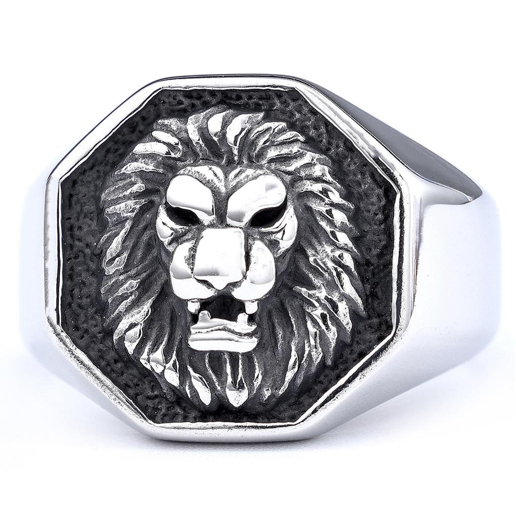 Domineering Retro Gilded Sun God Lion Head Stainless Steel Fashion Ring
