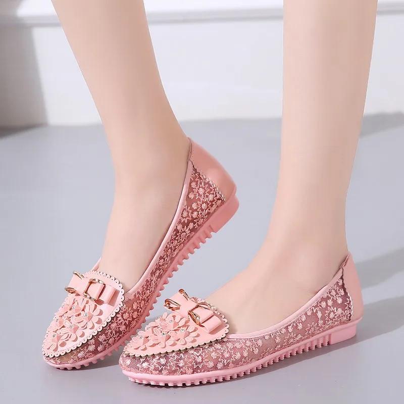 Spring Women's Flat Shoes Fashion Breathable Mesh Pionted Toe Ballet Flats for Women Outdoor Ladies Light Casual Walking Shoes