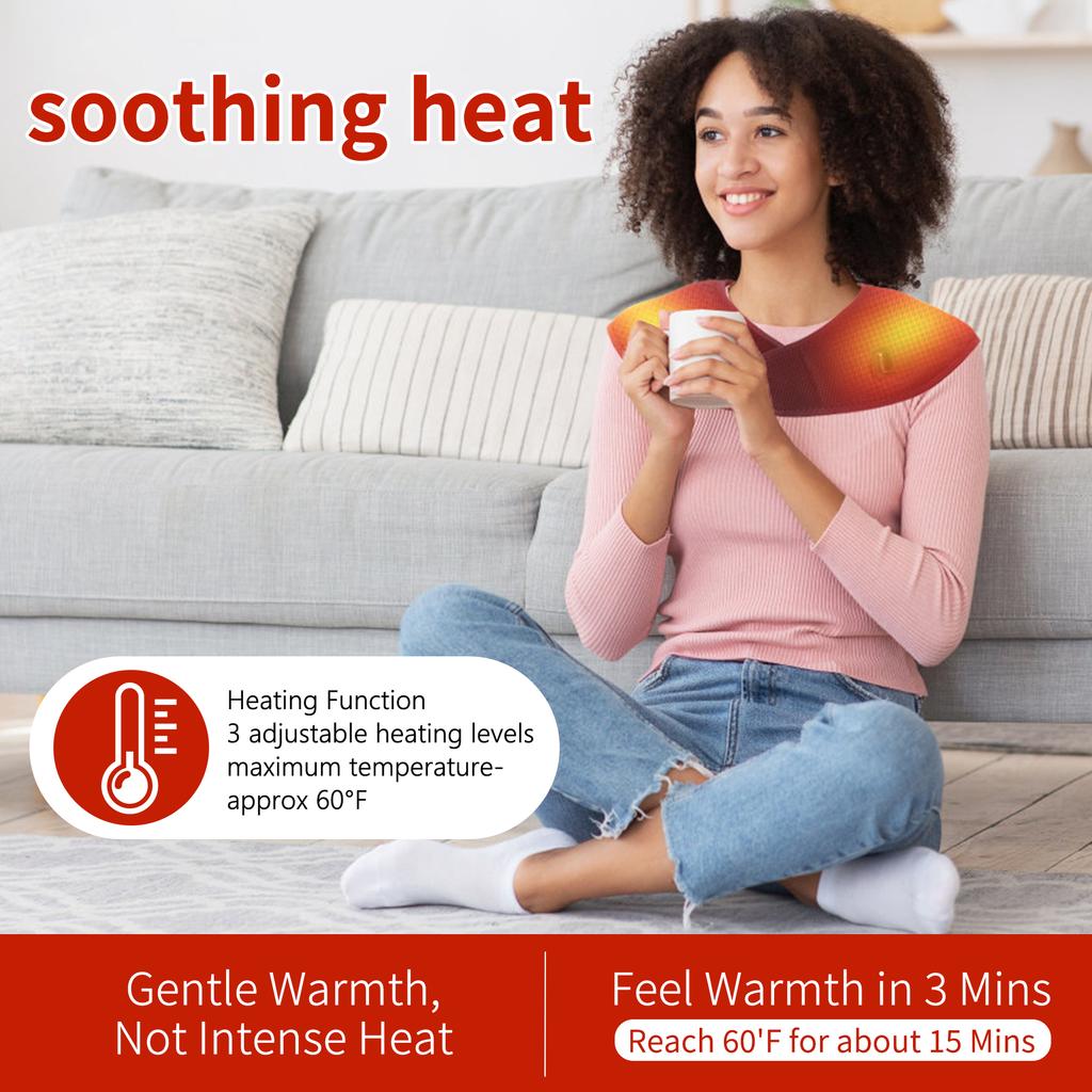 Electric Heated Shawl Scarf 3 Constant Temp Modes Shoulder Neck Back Muscle Relaxation Winter Warmth Home Office Essential