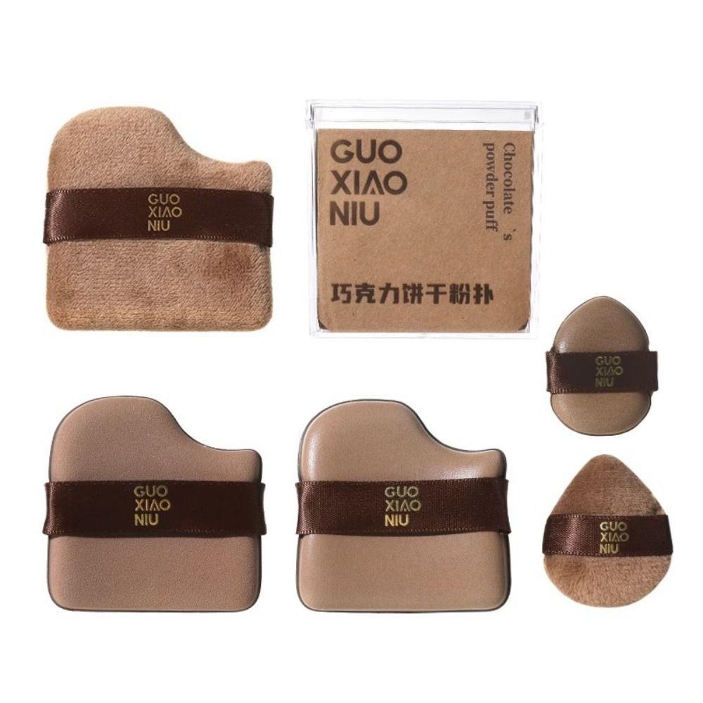 6pcs Quick Blending Makeup Blender Puffs Chocolate Color Cushion Puff Powder Puff For Woman Beauty