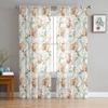 Flower Ink Drawing Branch Tulle Curtains for Living Room Bedroom Sheer Curtain for Balcony Hall Fashion Printed Home Drapes