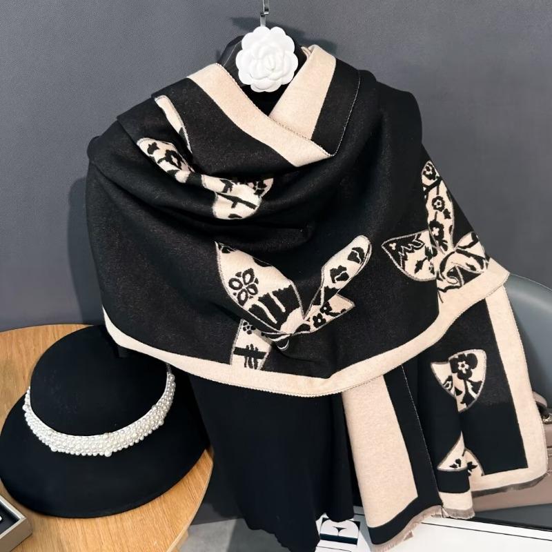 2024 Новый винтажный двухсторонний принтованный шарф из искусственного кашемира, утолщенный и теплый, высококачественный офисный платок