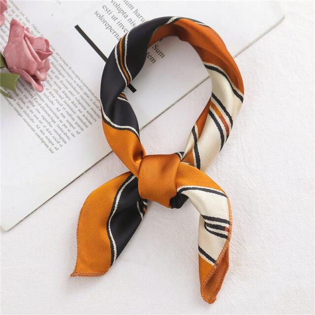 2021 Small Size Women Scarf Fashion Print Silk Scarves Square Neck Office Satin Handkerchief Bandana Foulard