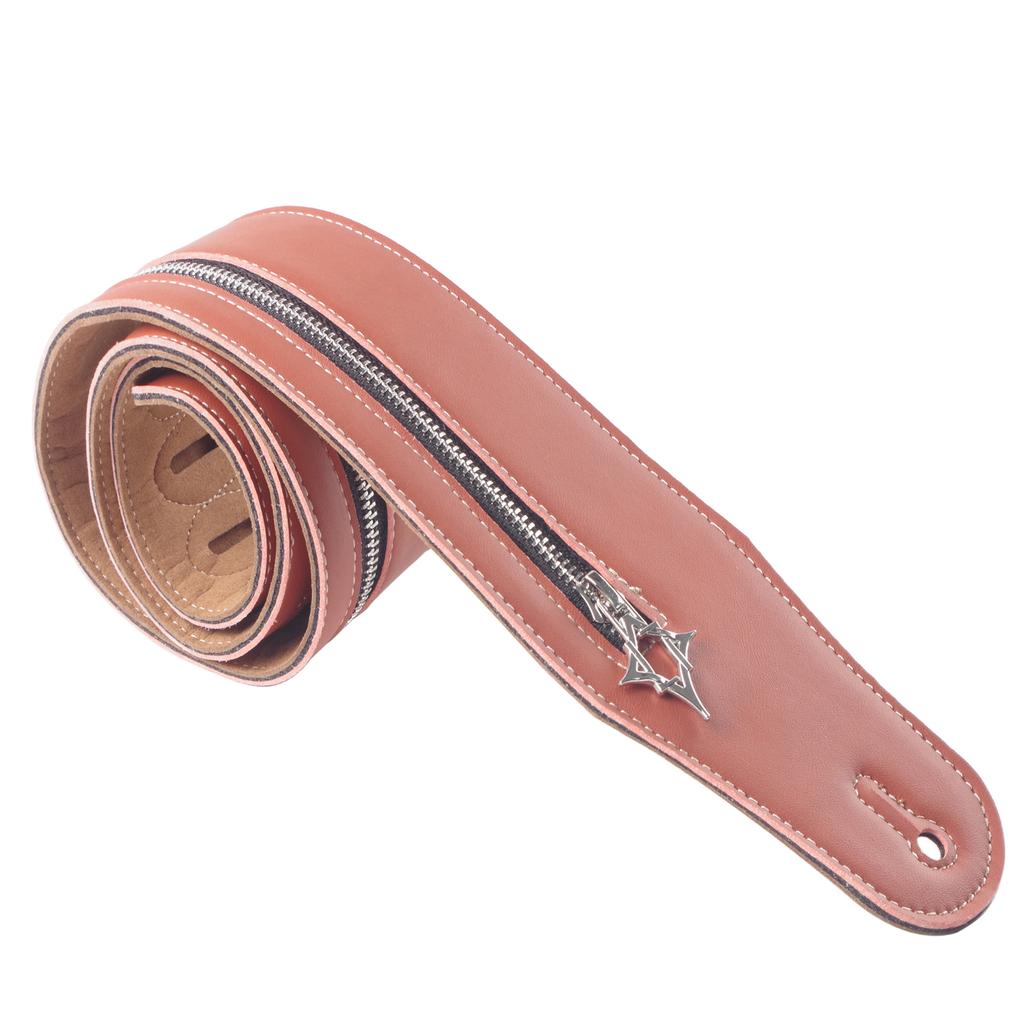 Guitar Strap Zipper Leather Straps Acoustic Guitar Accessories for Bass Electric Guitars Adjustable