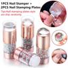 Silicone Double-end Crystal Handle Nail Art Stamper and Nail Stamping Plates Set