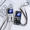Чехол-кроссбоди из ПУ кожи с цветком-бабочкой на шнурке для Samsung Galaxy Z Flip 6 5 4 3 5G, защита шарнира, противоударный чехол