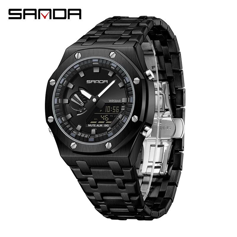 SANDA Watch Cool Trend электронные часы многофункциональные часы с лампой для поднятия руки будильник водонепроницаемые часы