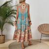 Платье макси с цветочным принтом в стиле бохо, повседневное платье больших размеров для женщин, модный сарафан без рукавов, винтажное платье