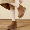 Зимняя обувь из натуральной кожи Женские замшевые ботинки Увеличивающие рост 8 см Нескользящие Теплые Плюшевые Модные Брендовые Женские Зимние Ботинки
