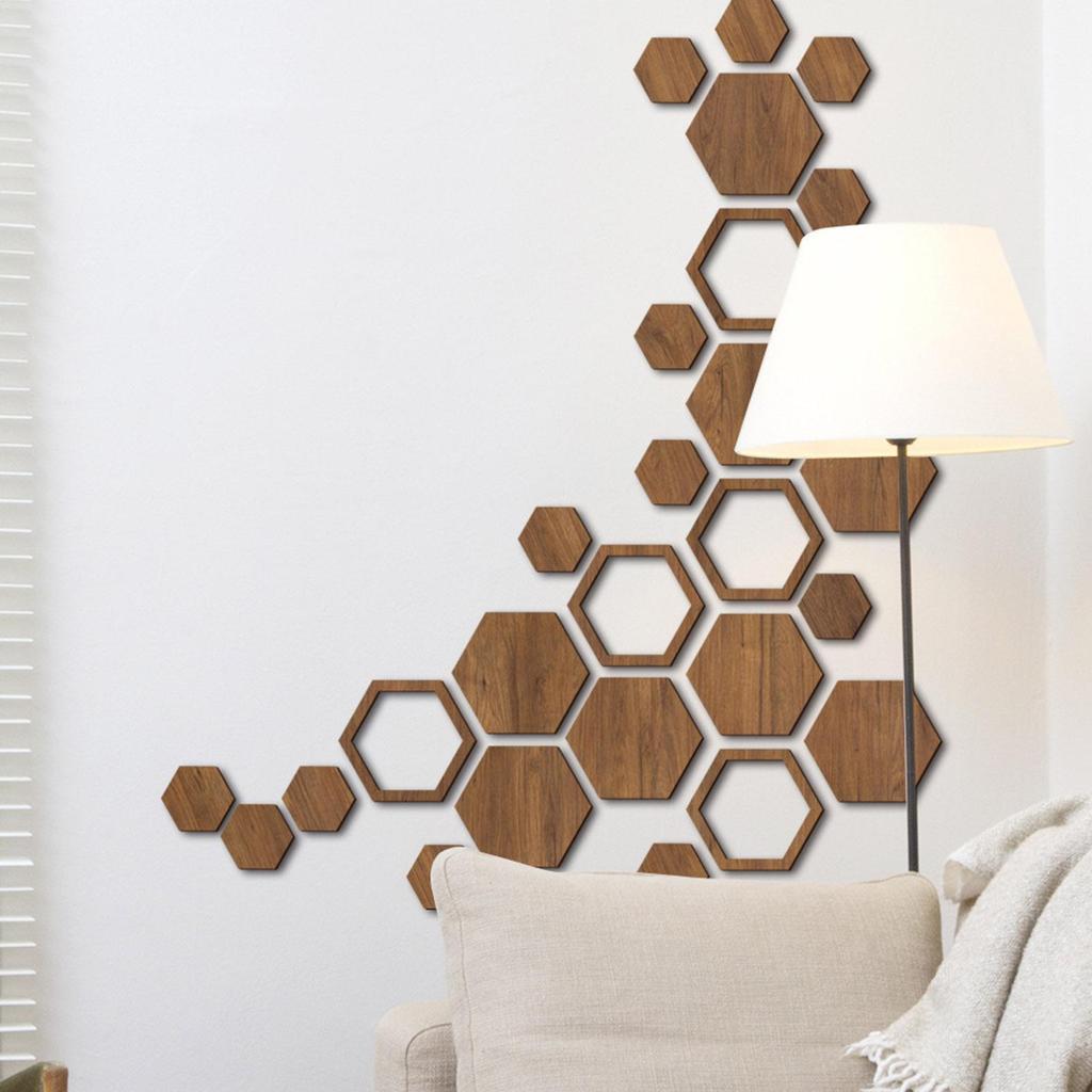 Hexagon Wall Decor Wood Non-Slip Wood Hexagon Wall Art For Home Living Room Bedroom Decor DIY Crafts