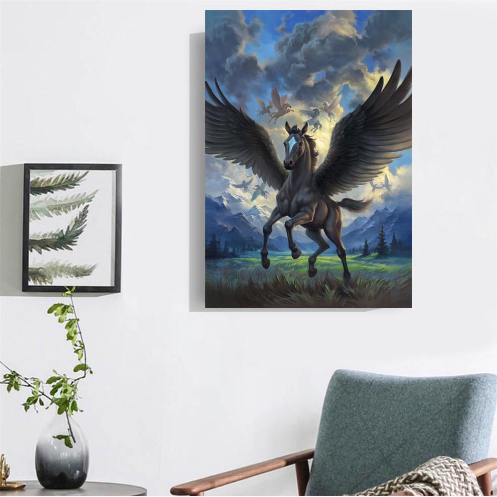 Алмазная вышивка 5D DIY Алмазная летающая лошадь Вышивка крестиком Алмазная мозаика игла и нить рукоделие