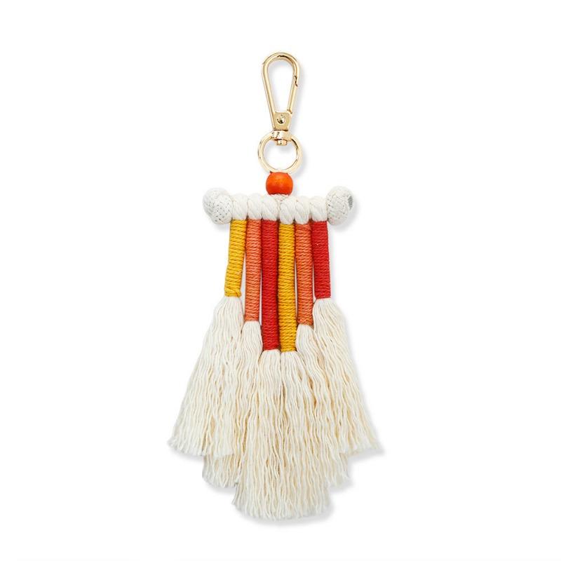 Nordic Style Hand Woven Rainbow Bag Keychain Bohemian Tassels European and American INS Key Accessories Pendant