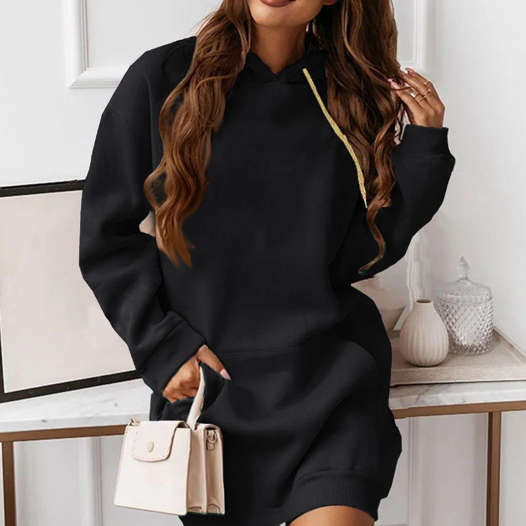 Женское однотонное модное повседневное спортивное худи с длинным рукавом