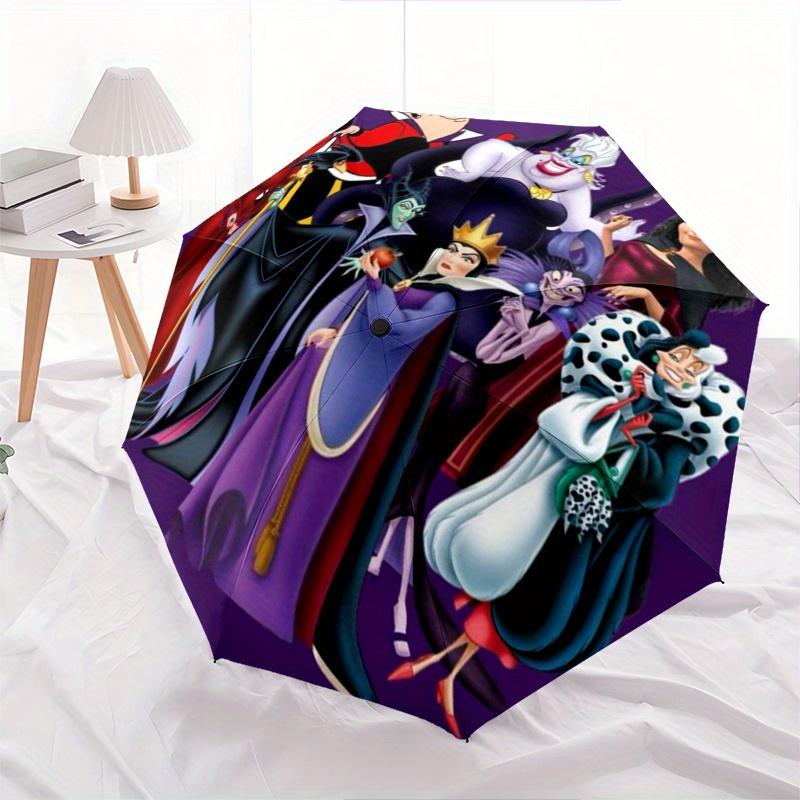 Disney Villains,Disney,Cartoon Manual Opening and Closing Umbrella, 8-Rib Reinforced Folding Design, Lightweight