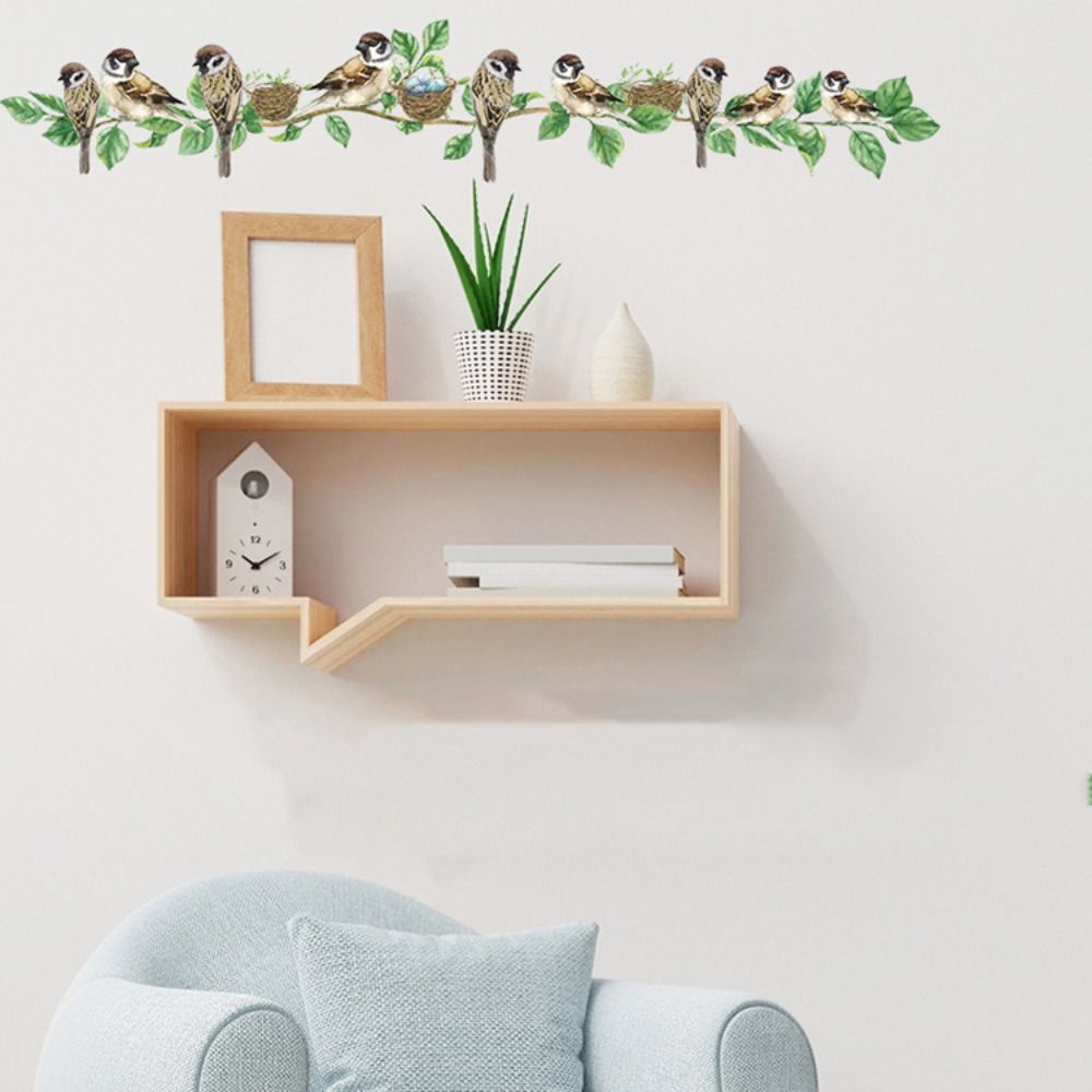 ПВХ Милый Воробей Настенная роспись Воробей Птицы Ветка Наклейки Милая Гостиная